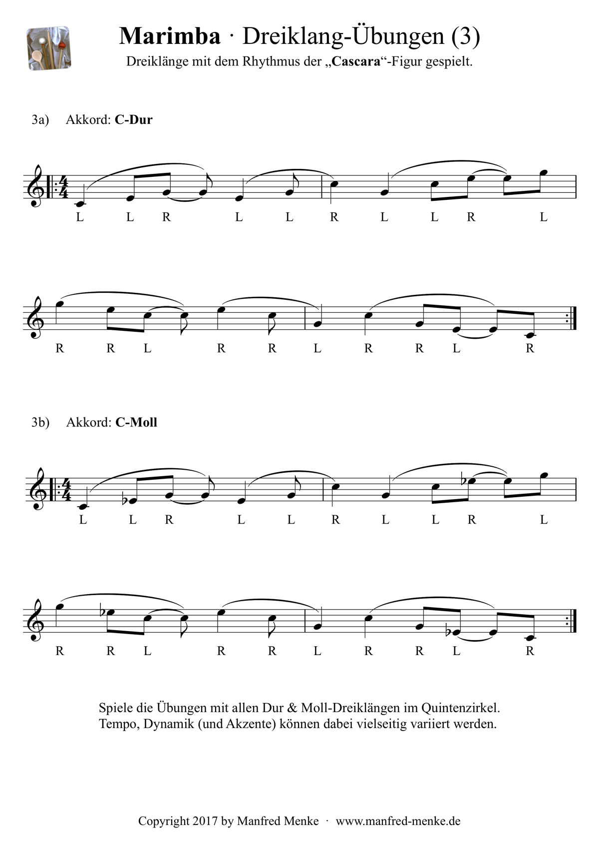 Marimba · Dreiklang-Übungen mit der Cascara-Figur