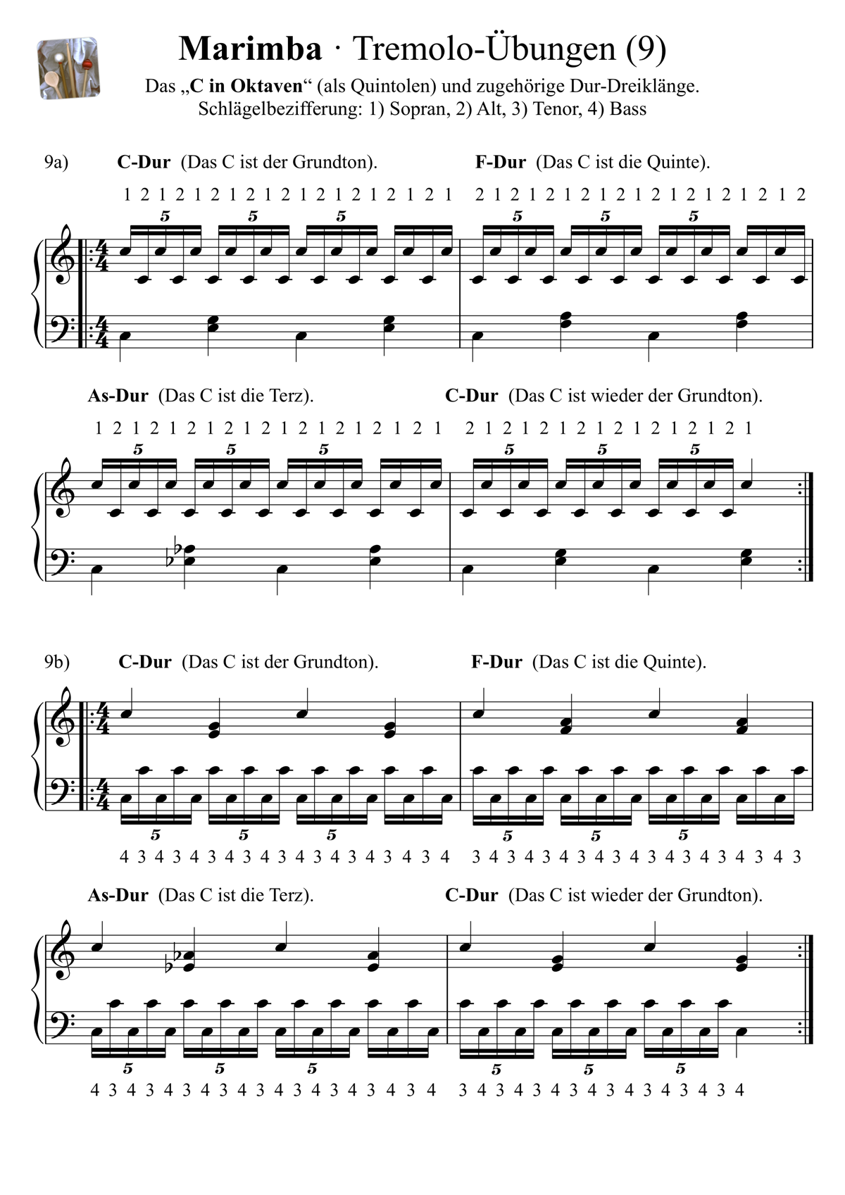 Marimba · Tremolo-Übungen (Seite 9)